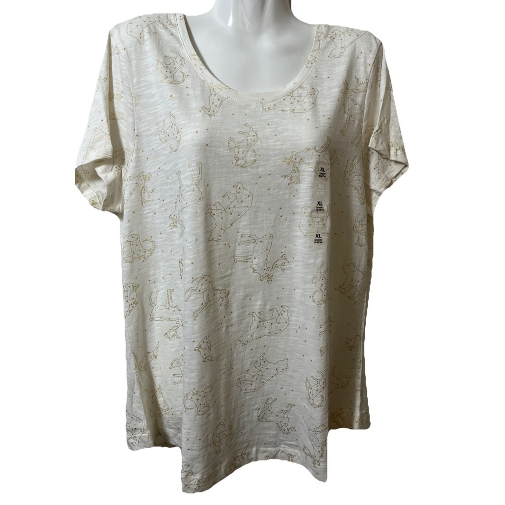 Style & Co Women's top XL celestial gold animal print breathable shimmery